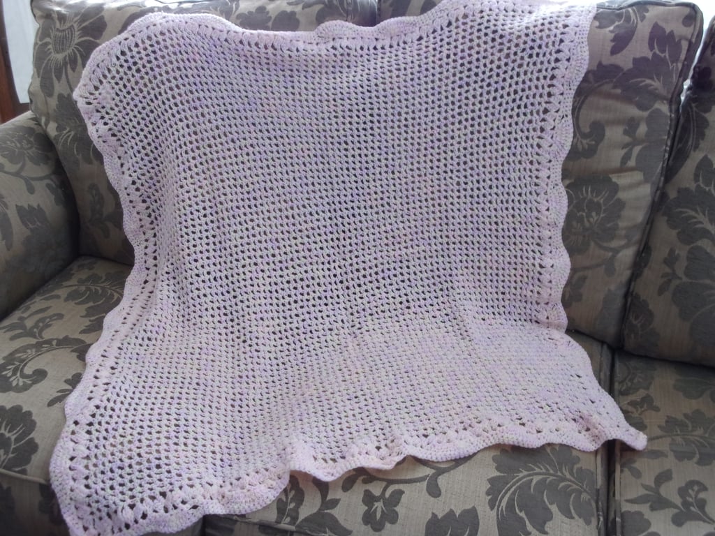 Lacy Crocheted Blanket in Random Lemon & Pink - NEW LOWER PRICE