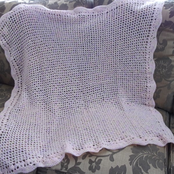 Lacy Crocheted Blanket in Random Lemon & Pink - NEW LOWER PRICE