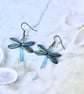 Dragonfly Earrings - Jet Matt Laser Leaf - Image 1