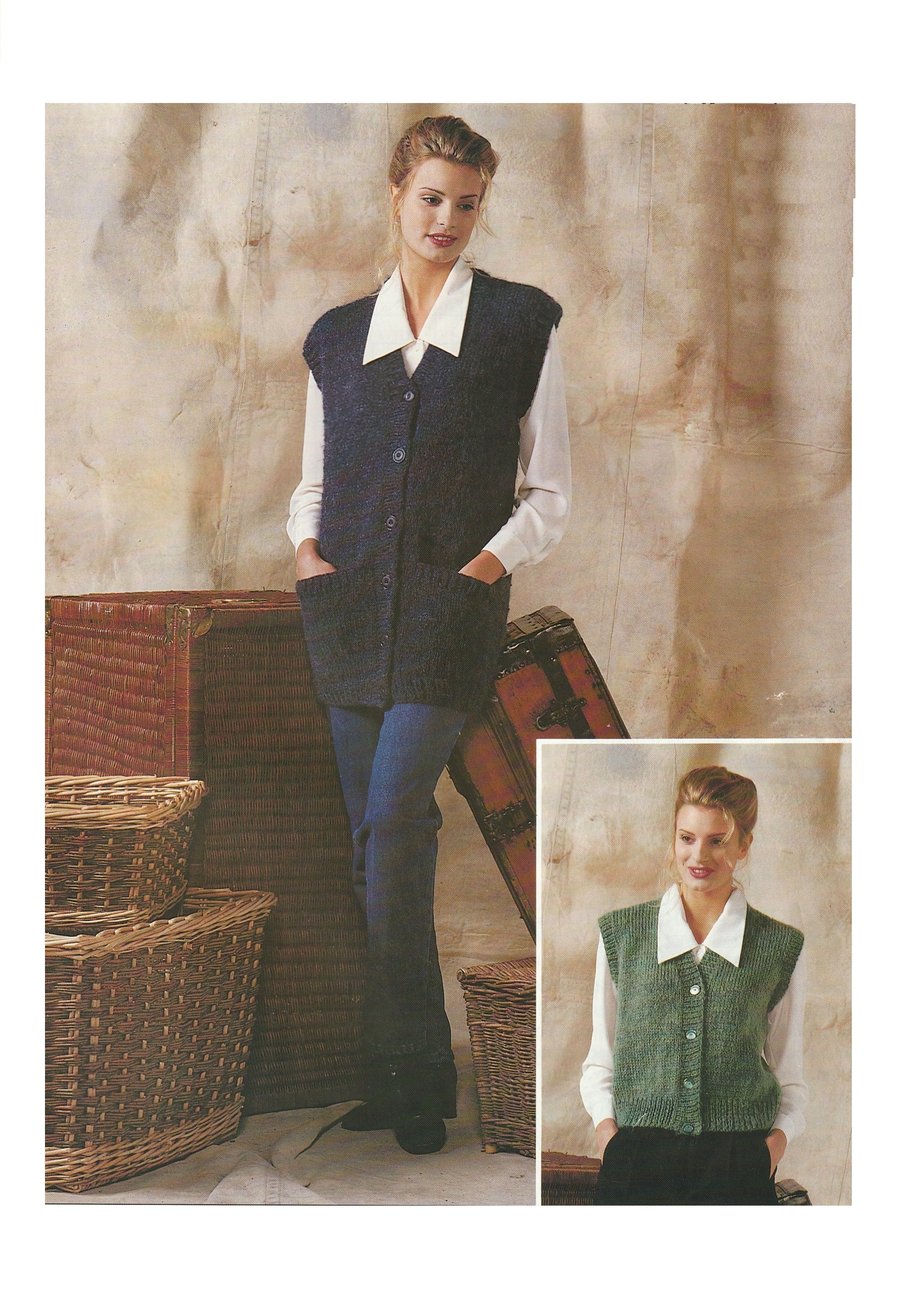 VINTAGE KNITTING PATTERN Ladies Chunky Waistcoats