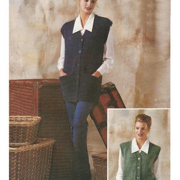 VINTAGE KNITTING PATTERN Ladies Chunky Waistcoats