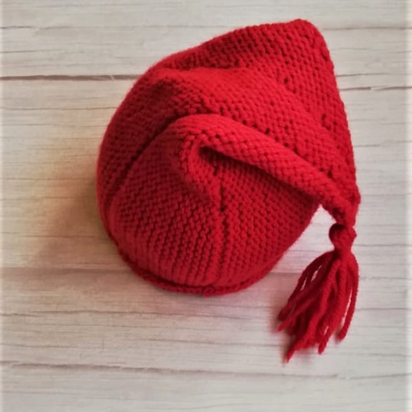 Wool Alpaca Pixie Hat - Santa Hat. Small Adult