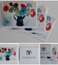 Anenomies in Blue Jug blank greeting card 