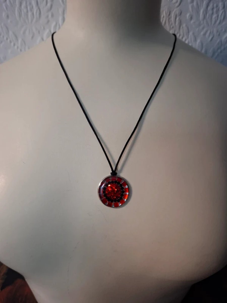 Steam Punk Red and Black Style Hand Made Resin Crafted Pendant 