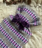 Mini Hot Waterbottle - Grey & Damson mix Handwoven in Wales - Image 3