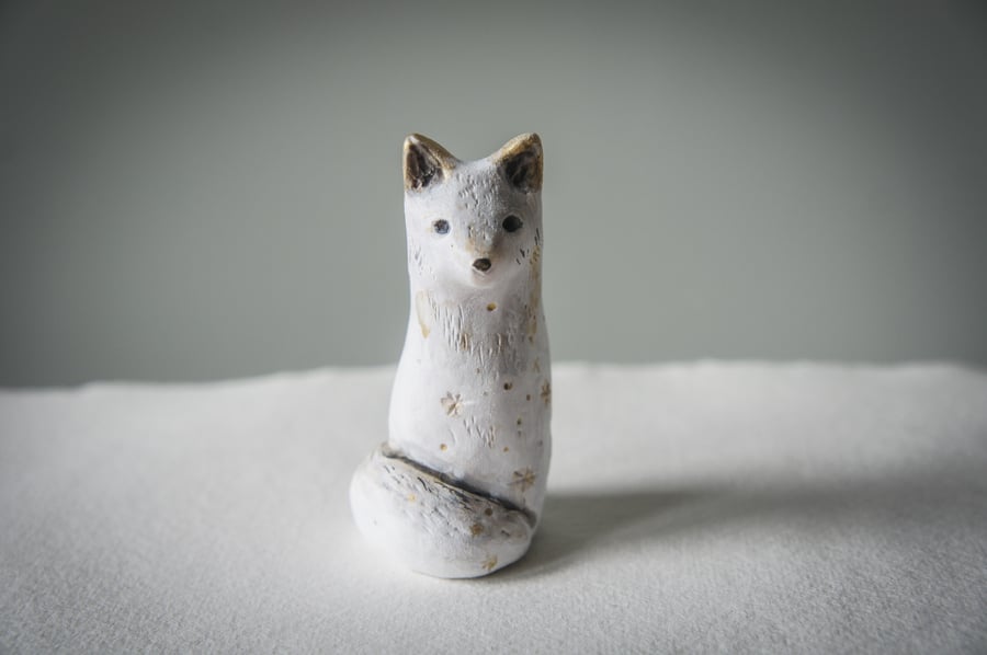 Handmade Arctic Fox Sculpture