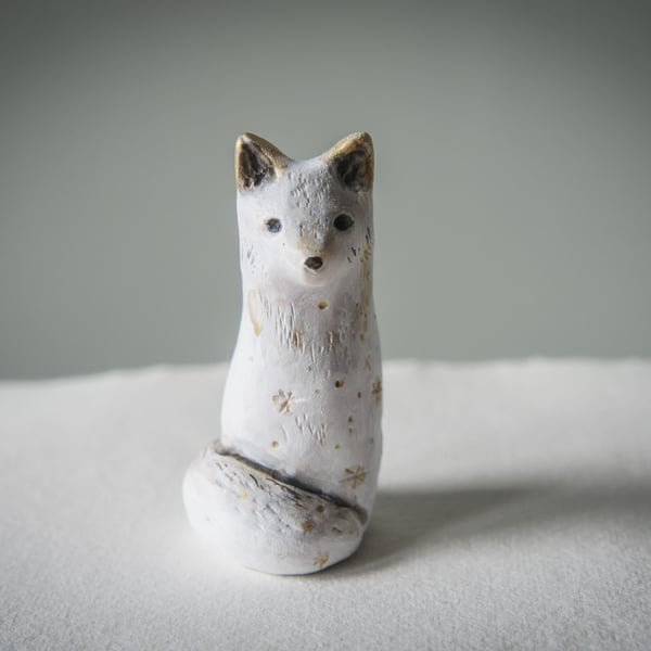 Handmade Arctic Fox Sculpture