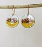 Copper Textured Dangle Earrings in Yellow and White with Glass Sprinkles - Image 2
