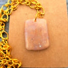 Square polymer clay pendant, oblong shaped, sandy colour