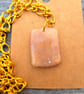 Square polymer clay pendant, oblong shaped, sandy colour