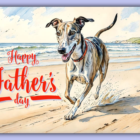 Greyhound Whippet Father's Day Card A5