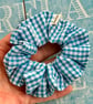 Blue and white check gingham scrunchie - Image 3