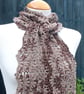 Crochet Stripey Scarf in Mahogany Brown - Image 9