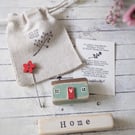 Little Wooden Painted House and Base in a Bag