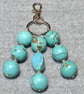 Bag Charm – Turquoise Stone and Silver-Plated Bead Triple Dangle