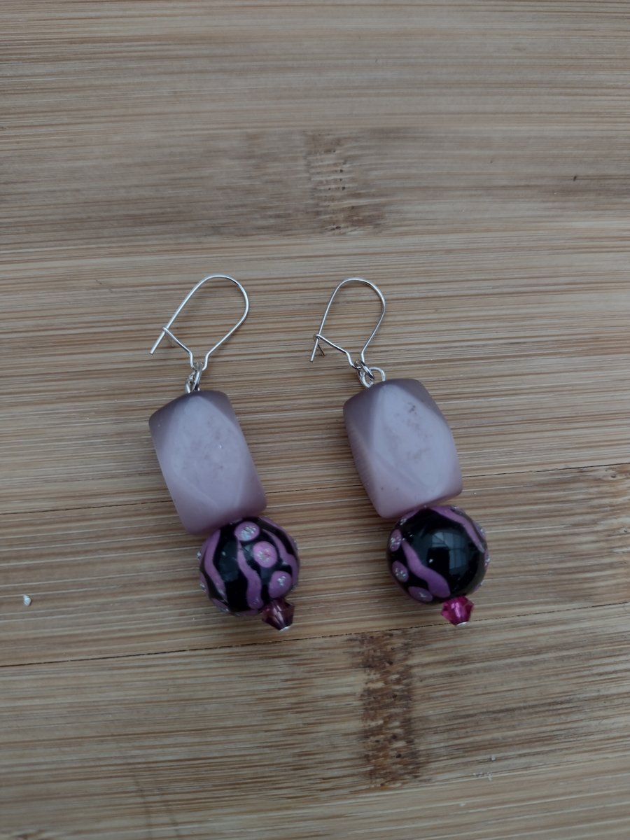 Pale Pink drop earrings Folksy