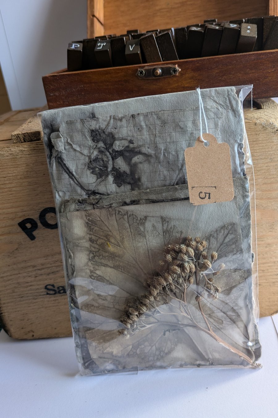 Eco printed paper leaf design 