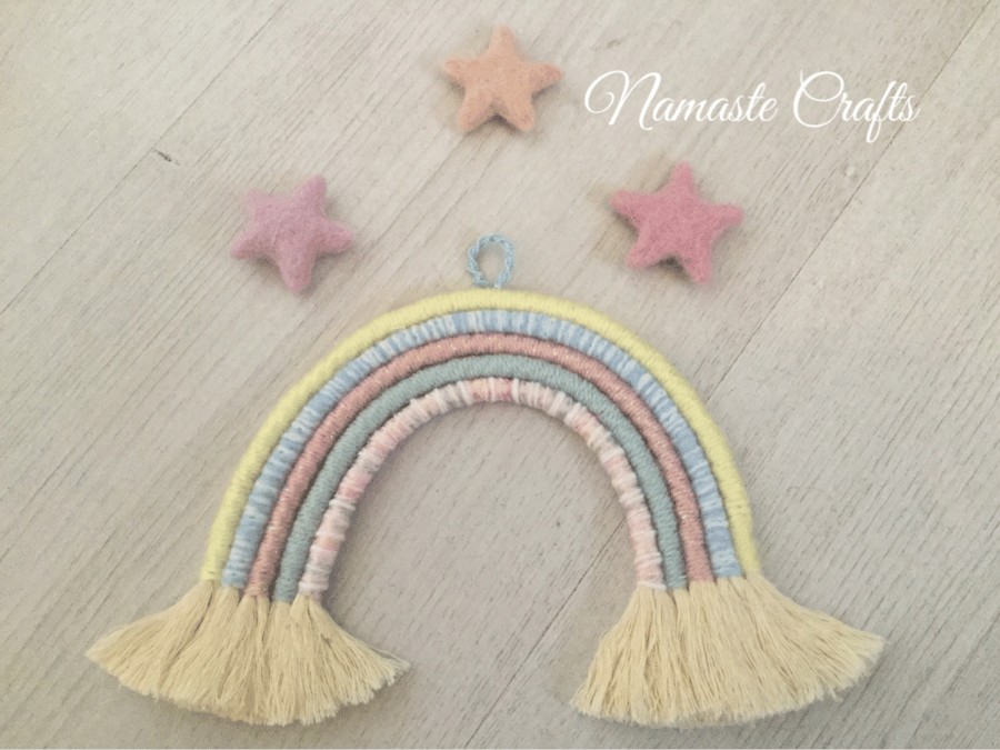 Summer days Rainbow Wall Hanging , Macrame Wall Art, Boho, Nursery Decor, 