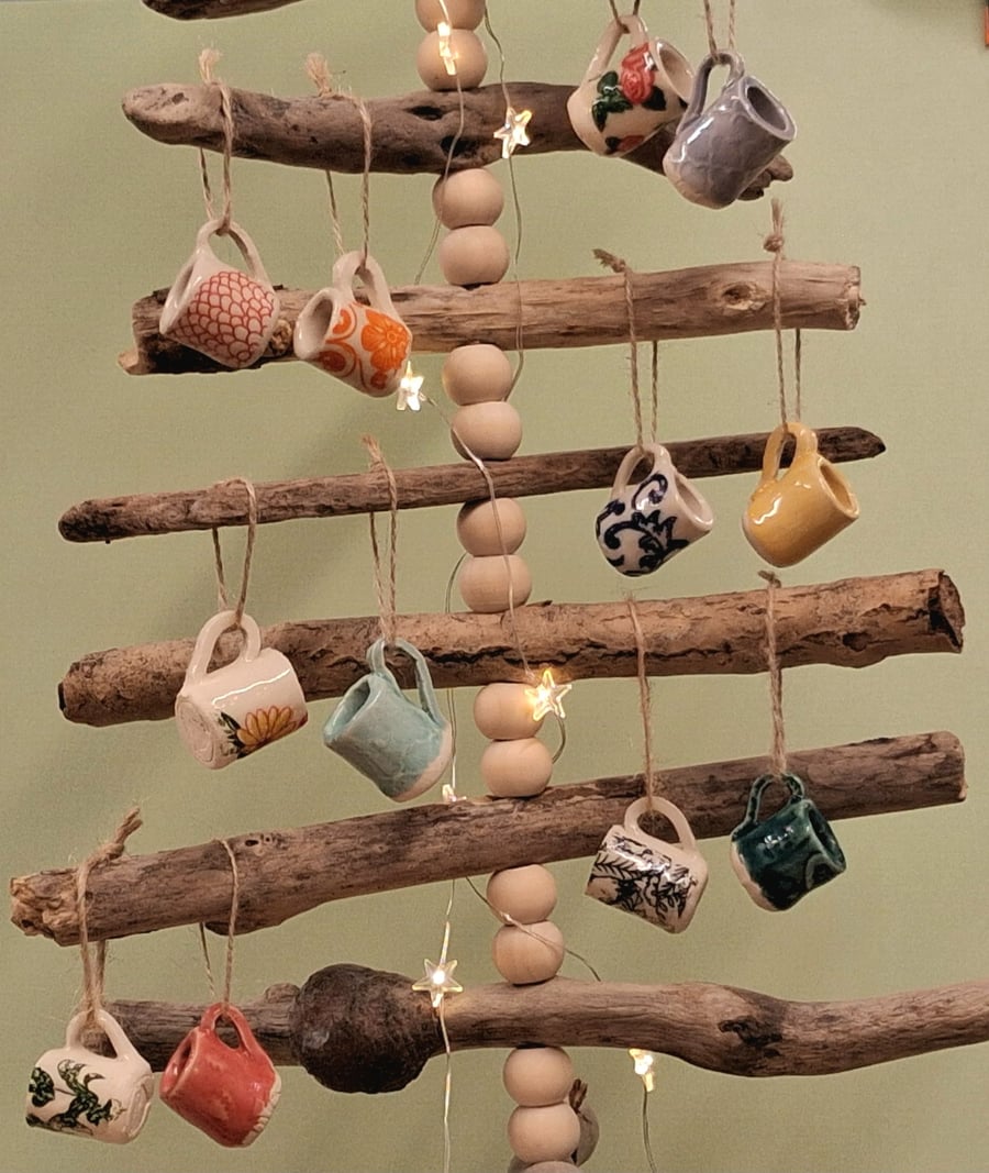 Mini ceramic mugs hanging decorations 