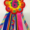 Birthday badge-Rosette Flower - Rainbow