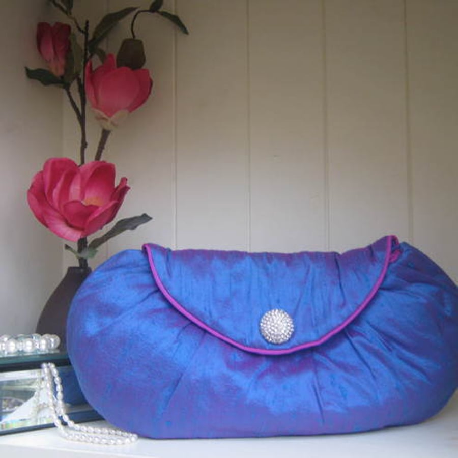 Blue Silk  Evening Bag