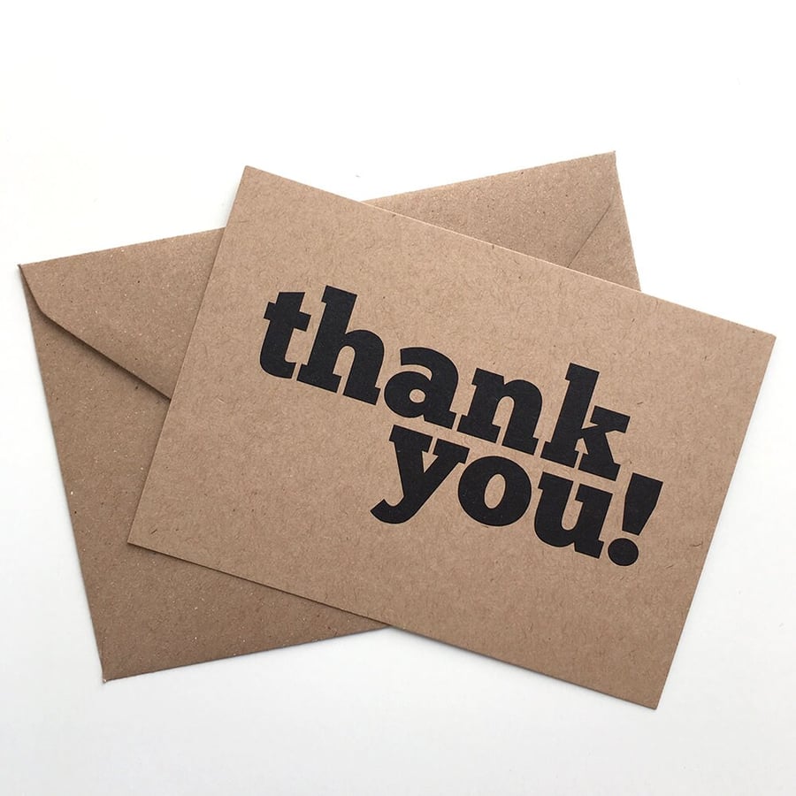 Thank You - Set Of 12 Mono Postcard Note Cards