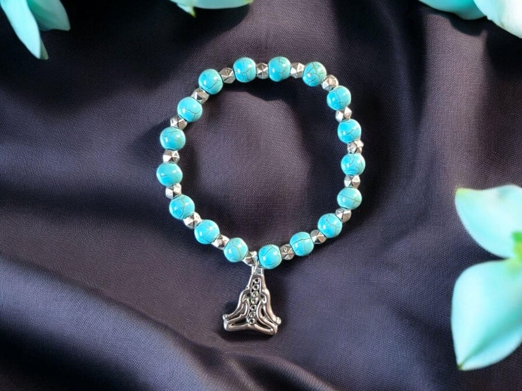 Yoga Chakras Turquoise beaded bracelet, Spiritual jewellery, boho jewellery, sto