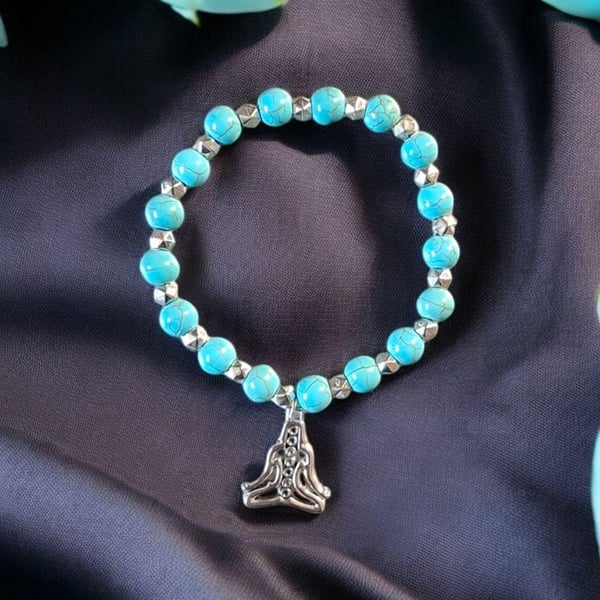 Yoga Chakras Turquoise beaded bracelet, Spiritual jewellery, boho jewellery, sto