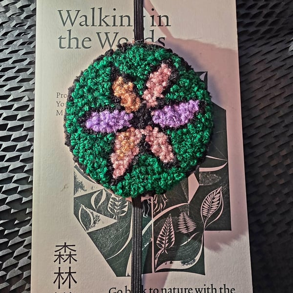 Punch Needle Flower Bookmark 