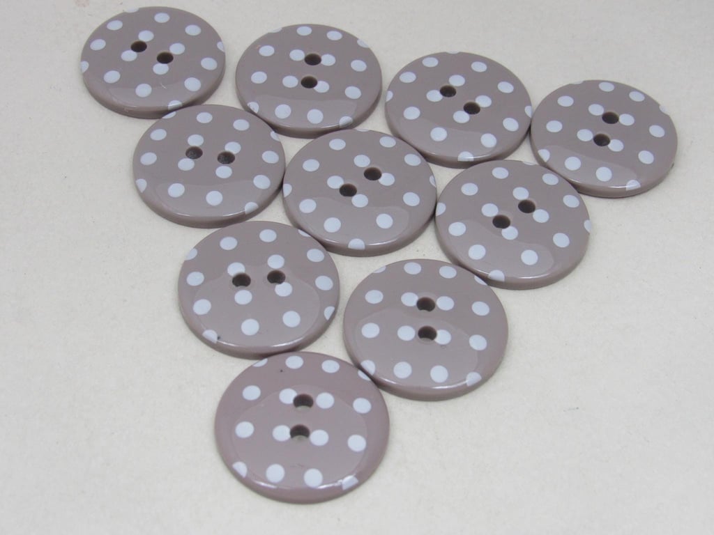 10 Polkadot Mushroom Brown Buttons