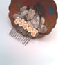 White Flower Hair Comb with Pale Pink Pearls, Beaded Hair Comb, Gift for Her - Image 7