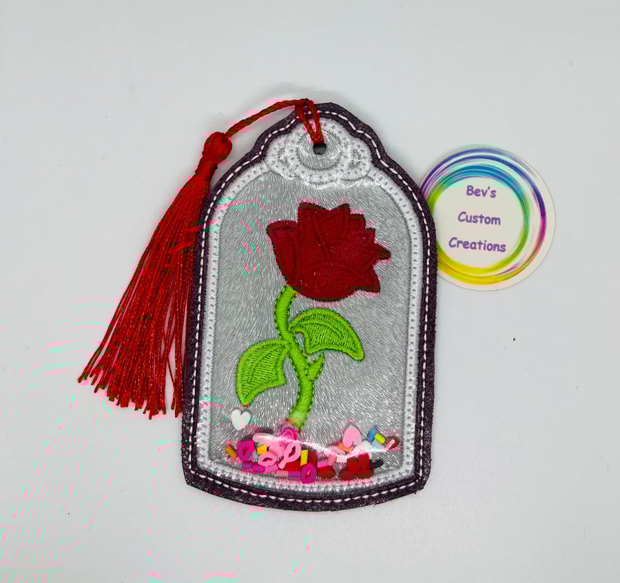 Rose shaker, Embroidered Bookmark,  