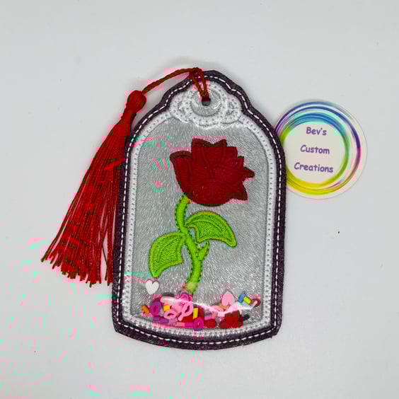 Rose shaker, Embroidered Bookmark,  