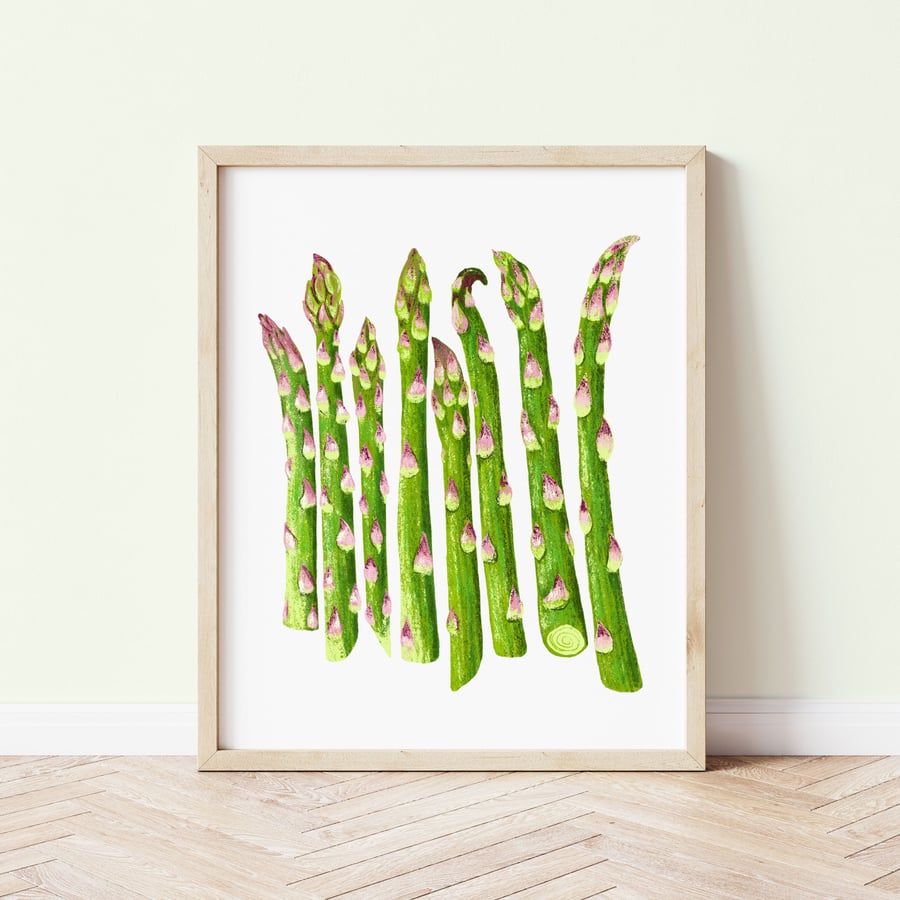 Asparagus Art Print, Vegetable Print, Kitchen Wall Art