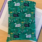 Swans Wearing Crowns Fabric Quilted Book Sleeve - Hardback Size