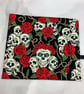 Skulls and roses fabric brush roll, Gothic pencil wrap, Tool wrap,  Handmade - Image 4