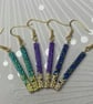 Dangle beaded dainty earrings, stick drop gold minimalist jewellery - Image 3