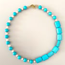 Handmade Natural Blue Stone & Freshwater Pearl Necklace