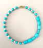 Handmade Natural Blue Stone & Freshwater Pearl Necklace