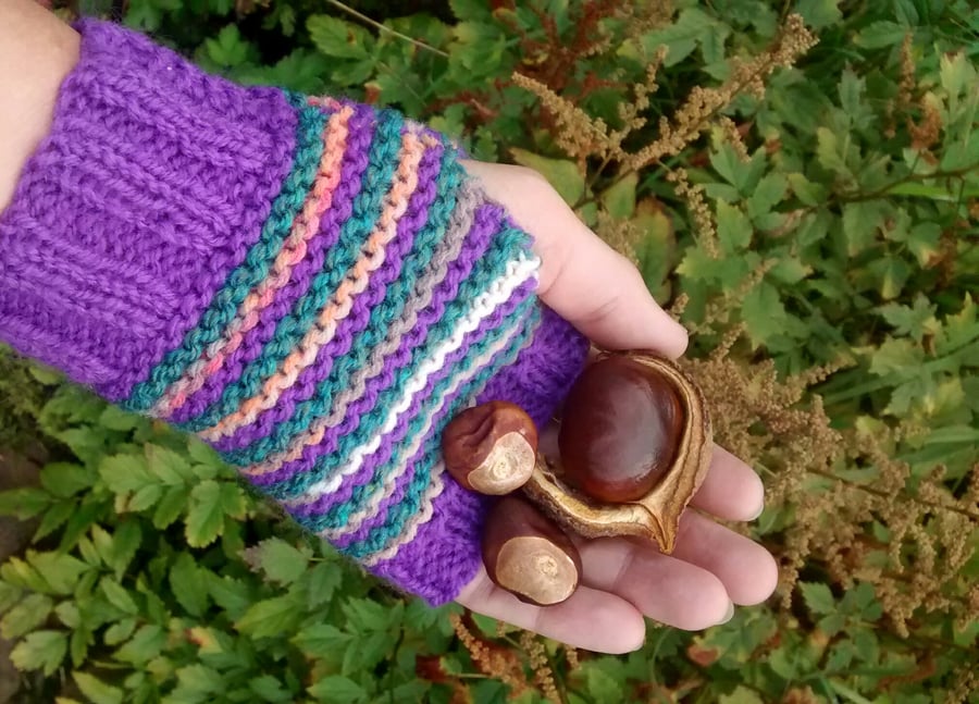 Stripy Fingerless Gloves 