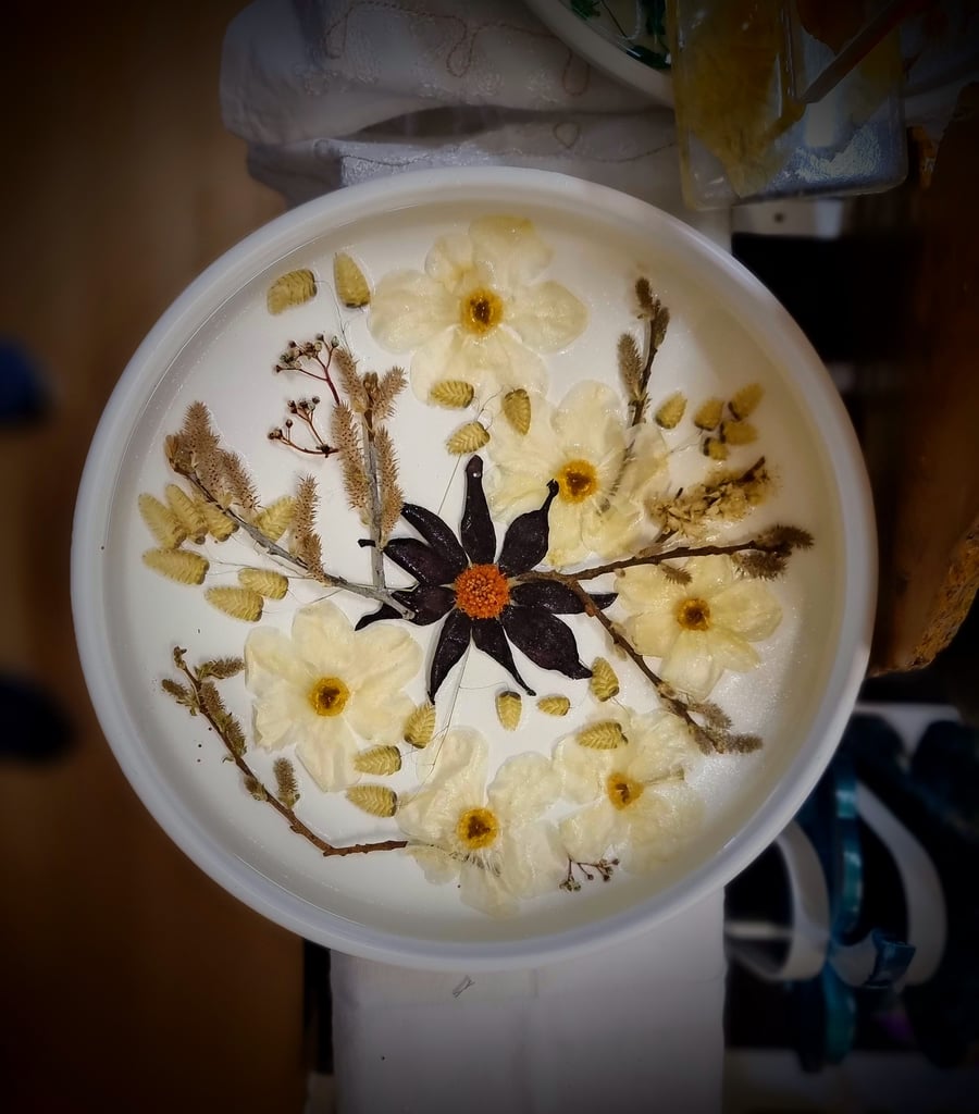 Turnaround Rotary Tray Lazy Susan made of Preserved Flowers & Epoxy Resin Custom