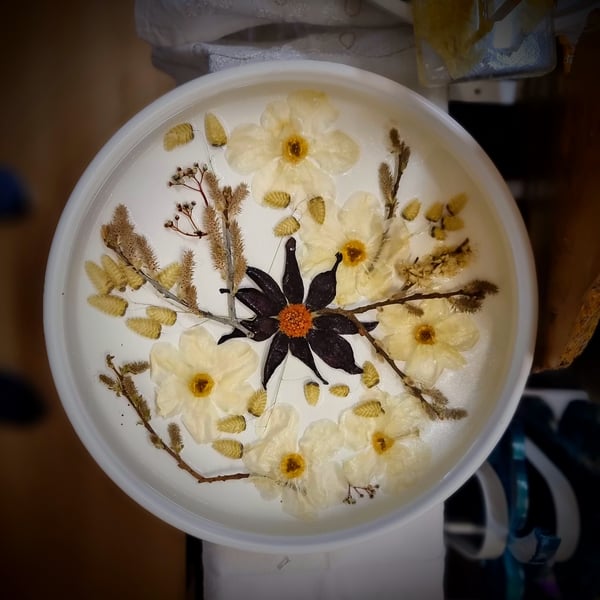 Turnaround Rotary Tray Lazy Susan made of Preserved Flowers & Epoxy Resin Custom