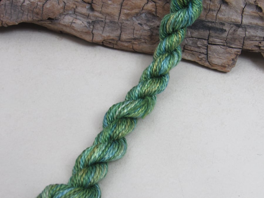 15m Natural Dye Green Ombre Pure Silk Embroidery Thread 