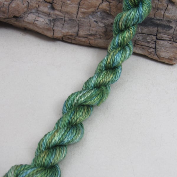 15m Natural Dye Green Ombre Pure Silk Embroidery Thread 