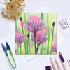 Purple Chives Card - Summer, Floral, Allium, Herb