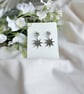 Mirror Silver Starburst Earrings - Statement Star Dangles
