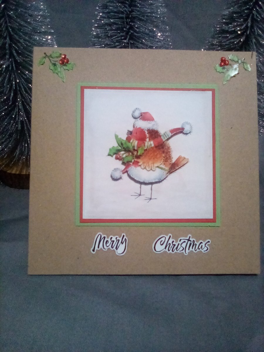 Decoupage Robin Christmas card