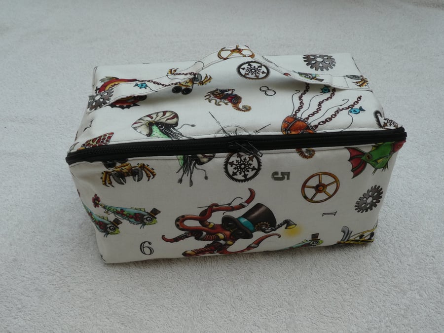 Nautical Steampunk Themed Zipped Cube Holdall.