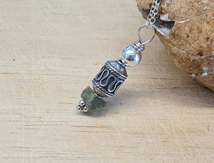 Rare Moldavite pendant necklace