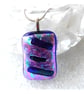 Lilac Diagonals 251 Dichroic Glass Pendant silver plated chain - Image 5